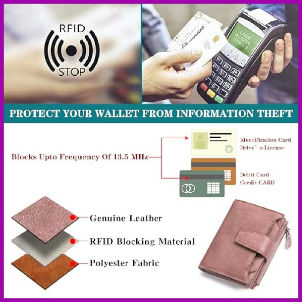 Compact RFID Blocking Leather Bifold Wallet with 14 Card Slots - Picture 8 of 8